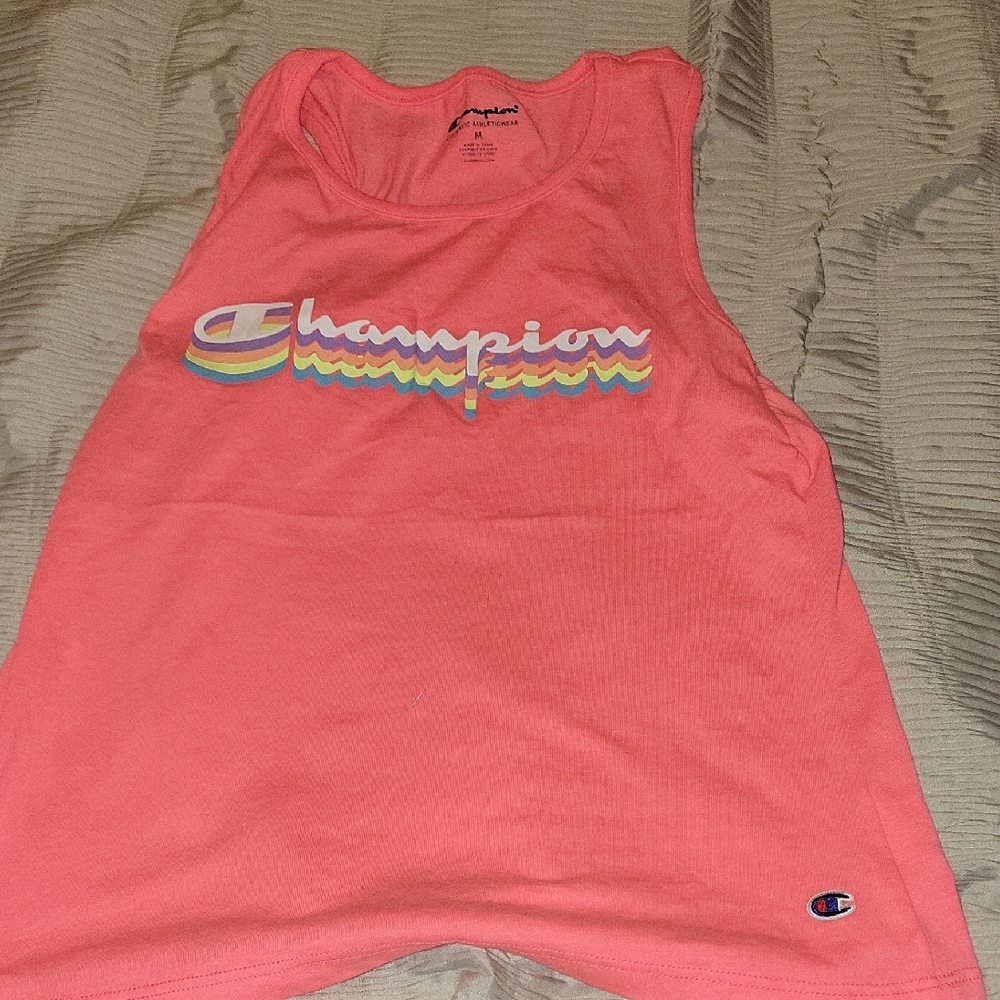 Champion Coral Tank Top with Multicolor Logo